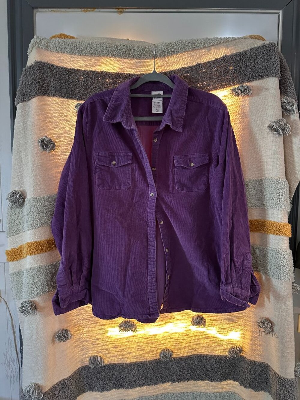 Scandia Woods Corduroy Button-Down Shacket - Rich Purple Plus 2XL